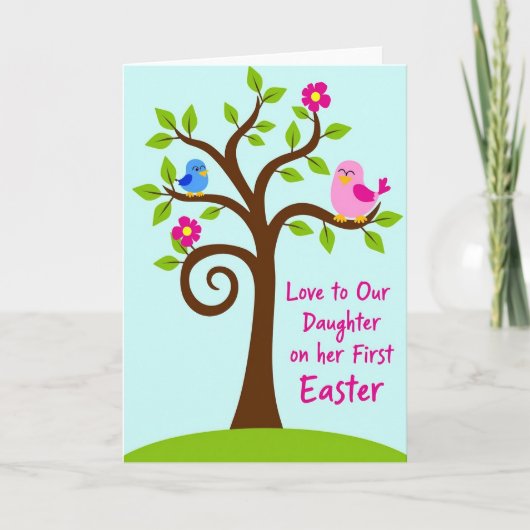 Carte de Pâques pour fille de printemps (Devant)