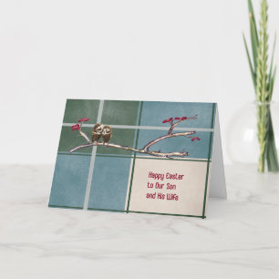Carte de Pâques pour le design Plaid Bleu Son & Fe