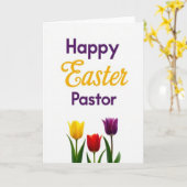 Carte de Pâques pour pasteur Joyeuses Pâques (Fleur jaune)