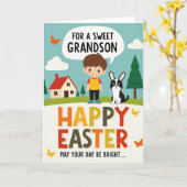 Carte de Pâques pour petit-fils adorable (Fleur jaune)