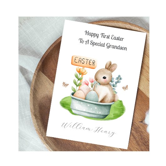 Carte de Pâques pour petit-fils avec lapin