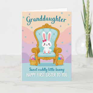 Carte de Pâques pour petite-fille lapin