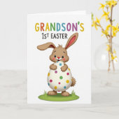 Carte de Pâques pour petits-fils Lapin (Fleur jaune)