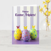 Carte de Pâques pour Triplés Joyeux (Fleur jaune)
