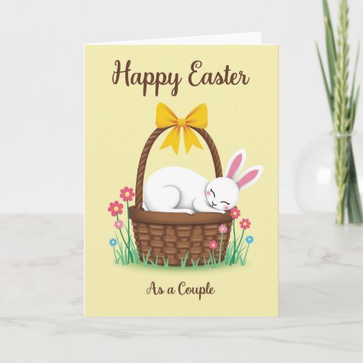 Carte de Pâques pour un couple de lapins de printe (Devant)