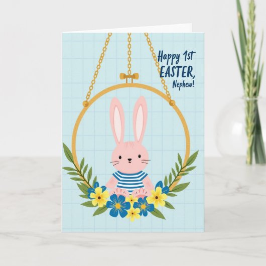 Carte de Pâques premier lapin rayé (Devant)
