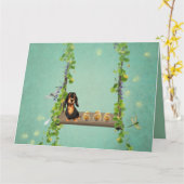 Carte de Pâques Teckel (Fleur jaune)