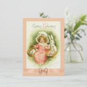 Carte de Pâques victorienne Paniers filles d'oeufs (Debout devant)
