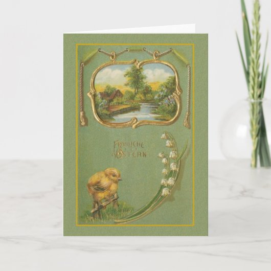 Carte de Pâques vintage allemande Fröhliche Ostern (Devant)