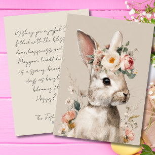 Carte de Pâques vintage avec fleurs et lapin de Pâ