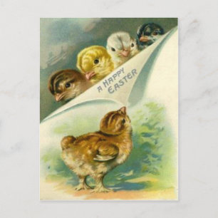 Carte de Pâques vintage avec poussins de Pâques