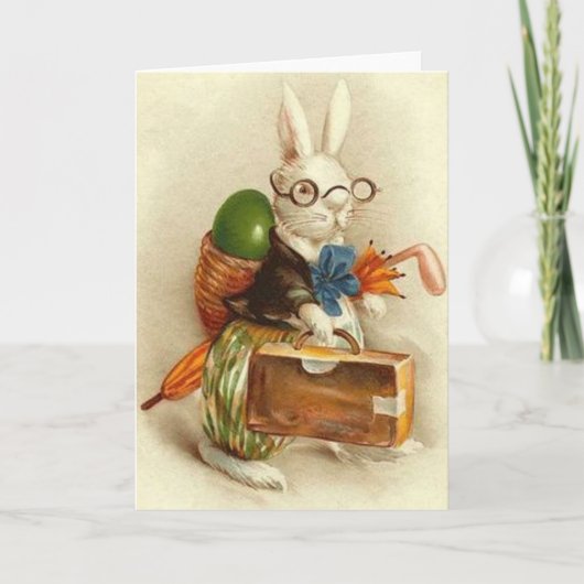 Carte de Pâques vintage Bunny Voyageur (Devant)