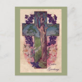Carte de Pâques vintage chrétienne d'arbre (Devant)