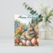 Carte de Pâques vintage lapin de Pâques (Debout devant)