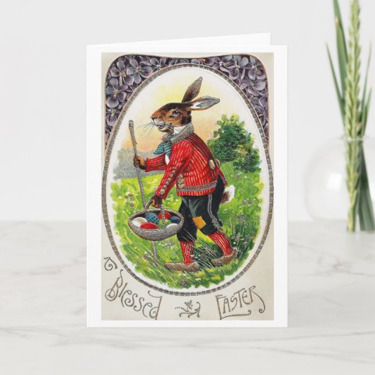 Carte de Pâques vintage lapin oeuf (Devant)