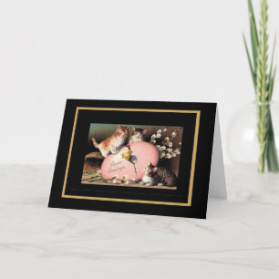 Carte de Pâques vintage nature morte chat