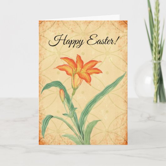 Carte de Pâques vintage Russe Orange Lily (Devant)