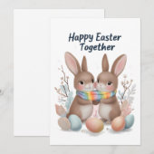 Carte de Pâques Whimsical avec Bunnies Jouant & Co (Devant / Derrière)