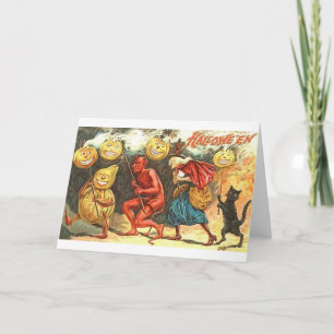 Carte De Parade Devil Et Witch vintage