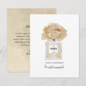 Carte de parfum Merci Bridesmaid Champagne Peony (Devant / Derrière)
