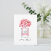 Carte de parfum Merci Matron d'honneur Peony rose (Debout devant)
