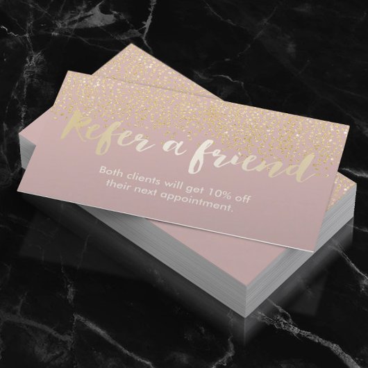 Carte de parrainage | Chic Gold Confetti Dots Dust
