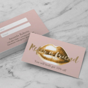 Carte de parrainage Gold Lips Blush Rose Girl Sa