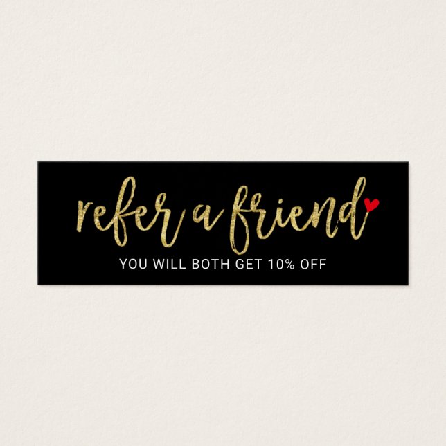 Carte de parrainage | Gold Script Beauty Salon (Devant)