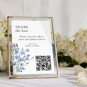 Carte de partage de photos avec code QR Fleur sauv