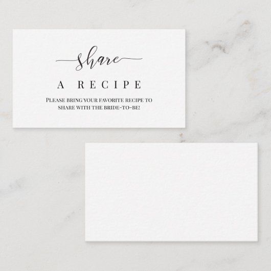 Carte de partage de recette jointe (Devant / Derrière)