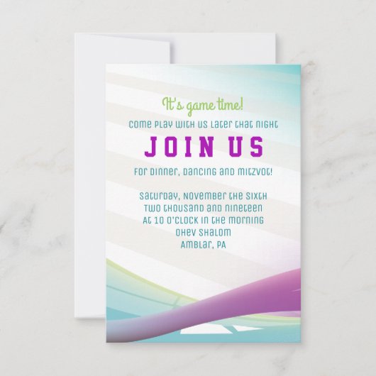 Carte de partie d'invitation de Mitzvah de barre (Devant)