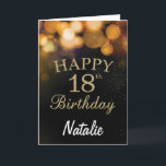 Carte de Parties scintillant Black and Gold 18th B<br><div class="desc">Carte de Parties scintillant Black and Gold 18th Birthday avec nom personnalisé. Pour plus de personnalisation,  cliquez sur le bouton "Customiser" et utilisez notre outil de conception pour modifier ce modèle.</div>