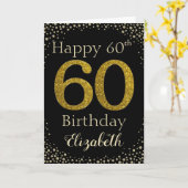Carte de Parties scintillant d'or 60e anniversaire (Fleur jaune)