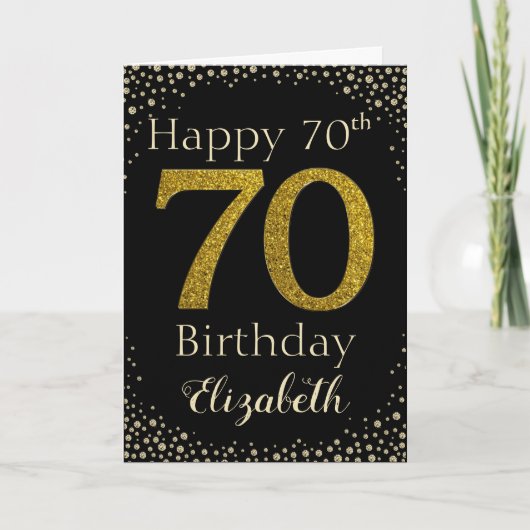 Carte de Parties scintillant d'or 70e anniversaire (Devant)