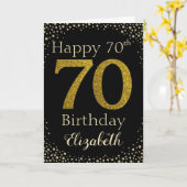 Carte de Parties scintillant d'or 70e anniversaire (Fleur jaune)