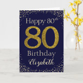 Carte de Parties scintillant d'or 80e anniversaire (Fleur jaune)