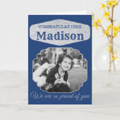 Carte de Parties scintillant personnalisée bleue (Fleur jaune)