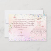 Carte de Parties scintillant rose pâle Quinceanera (Dos)