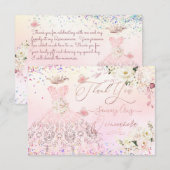 Carte de Parties scintillant rose pâle Quinceanera (Devant / Derrière)