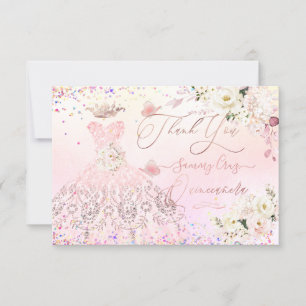 Carte de Parties scintillant rose pâle Quinceanera