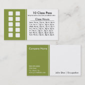 Carte de passage de classe du carte de visite 10 (Devant / Derrière)