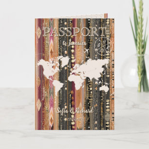 Carte de passeport de destination de mariage bohèm