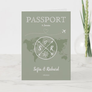Carte de passeport de destination Mariage Boho