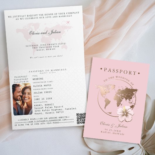 Carte de Passeport Hibiscus Destination Mariage Tr