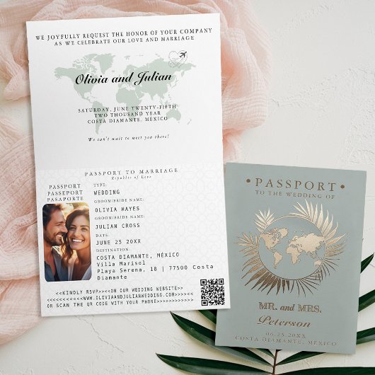 Carte de passeport mariage de destination de feuil