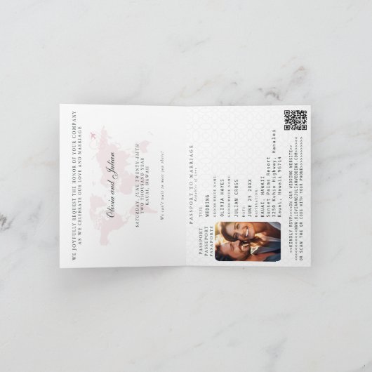 Carte de passeport mariage tropical de destination (Intérieur)
