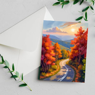 Carte de paysage à l'aquarelle du feuillage d'auto