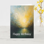 Carte de paysage d'anniversaire doré (Fleur jaune)