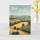 Carte de paysage d'anniversaire douce (Fleur jaune)