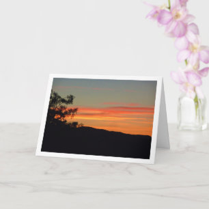 Carte de paysage de silhouette de coucher de solei